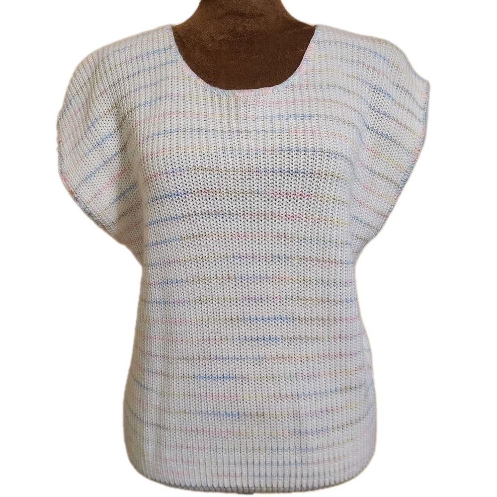 Vintage Land 'n Sea Knit Top Women's Multicolor‎ Stripe Size M Short Sleeve